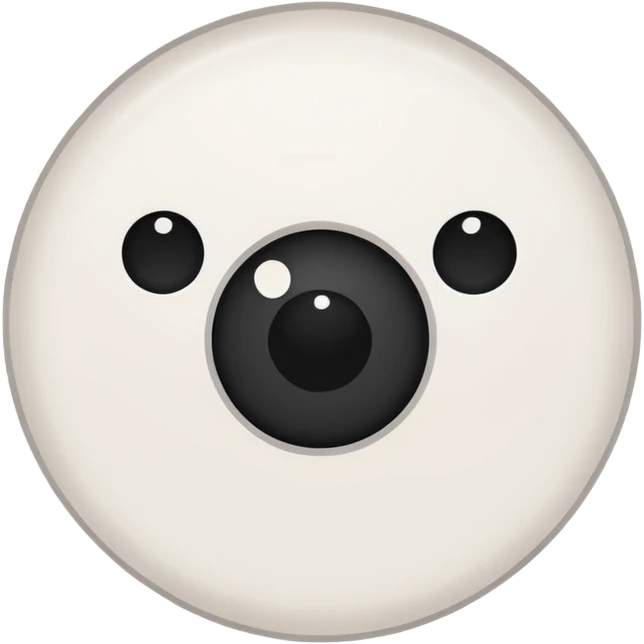 A white hand-drawn doodle of [instagram] with simple black dot eyes and thick, rough outlines. Minimalist style centered on a solid-colored circular background. emoji