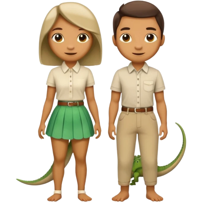 Romantic Lizard couple wear cute skirt and pants with shirt  emoji