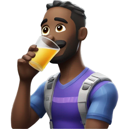 Fortnite player drinking mini emoji
