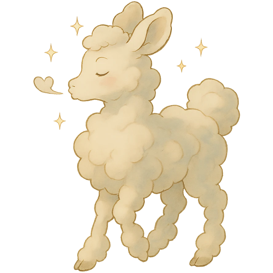 vanilla-colored cloud doe with sparkles, soft and dreamy, blowing a gentle kiss emoji