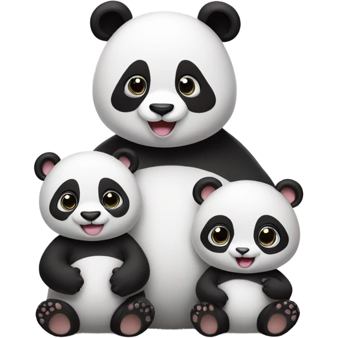 Two panda’s with a panda baby emoji