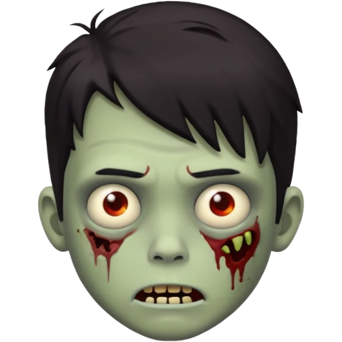 boy zombie with dark hair, classic emoji style emoji