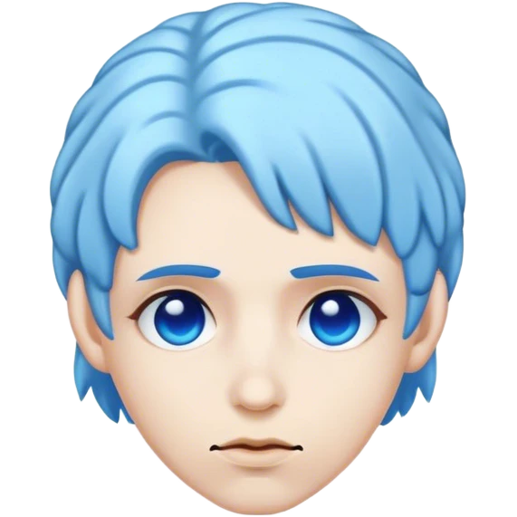 Face with hair that is blue brain emoji