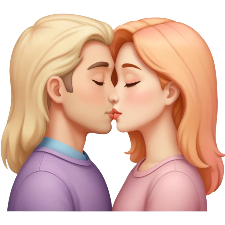 beautiful lush pastel warm-colored romantic kiss couple emoji