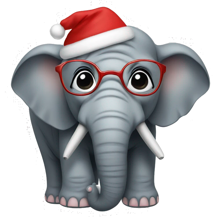 Elephant with Christmas glasses  emoji