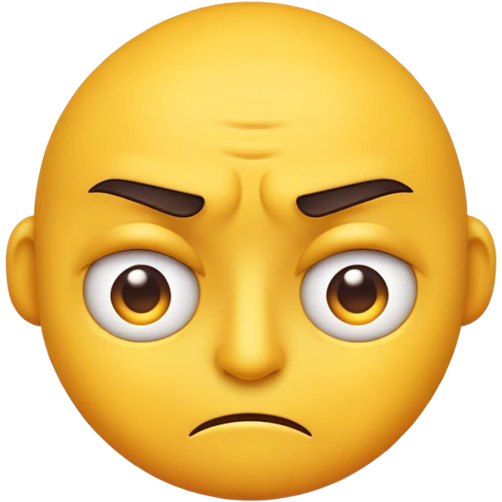 A classic round yellow emoji with furrowed eyebrows, giving an intense and serious expression. Its eyes are slightly narrowed, and the mouth is curved into a frown, conveying frustration or determination emoji