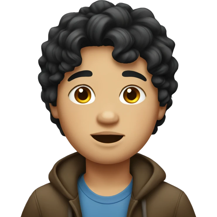 A chubby young boy with black wavy hair. emoji