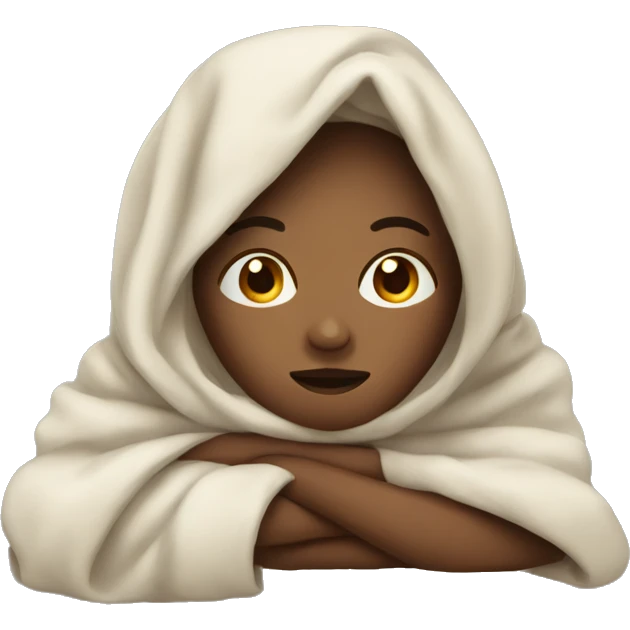 Women tired with a blanket emoji