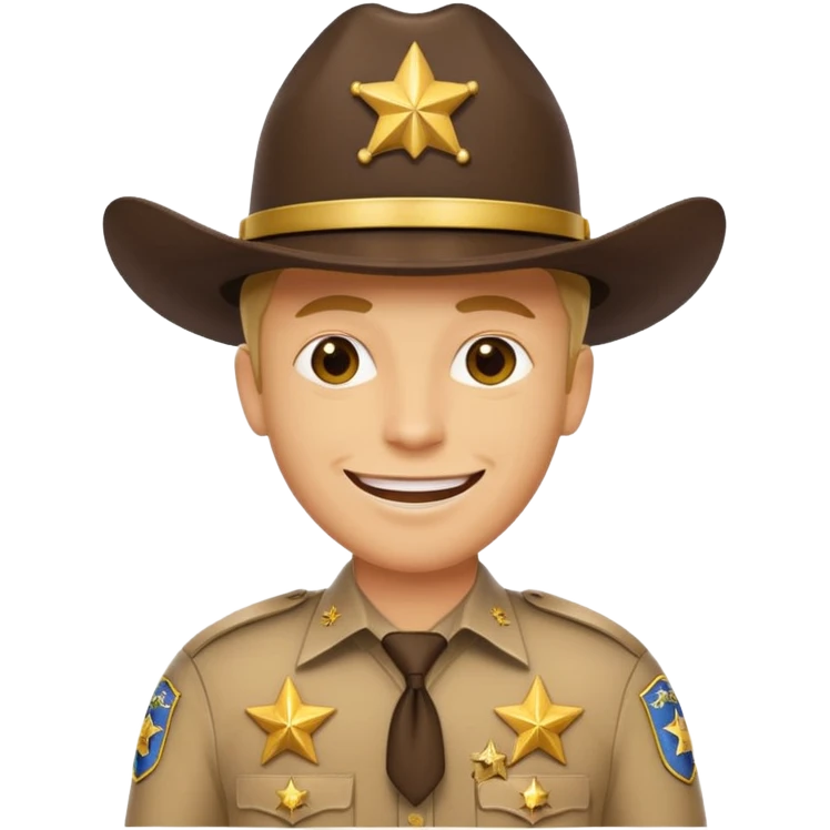 Generate me an emoji with a yellow man from the Apple emoji, in a realistic American sheriff's uniform emoji