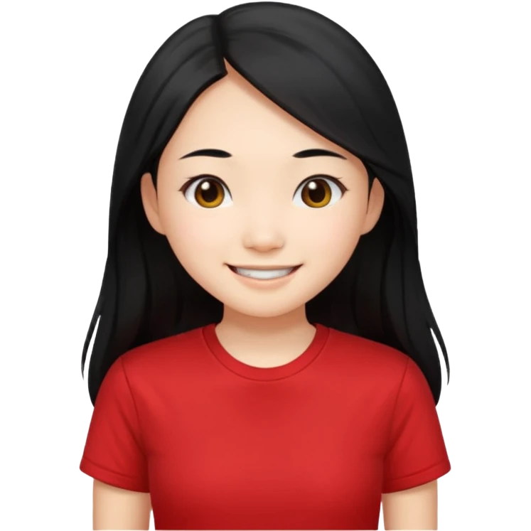 Asian girl with long hair and red t shirt emoji