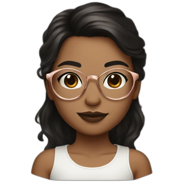 girl with rose gold glasses and black to brown hair emoji