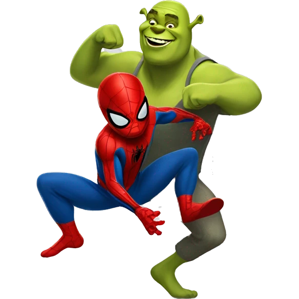 Spider-Man dancing with shrek emoji