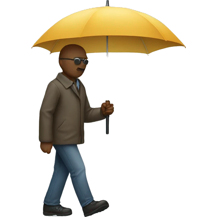 Blind person with walking stick holding umbrella emoji