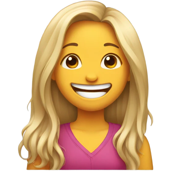 Girl with long hair laugh  emoji
