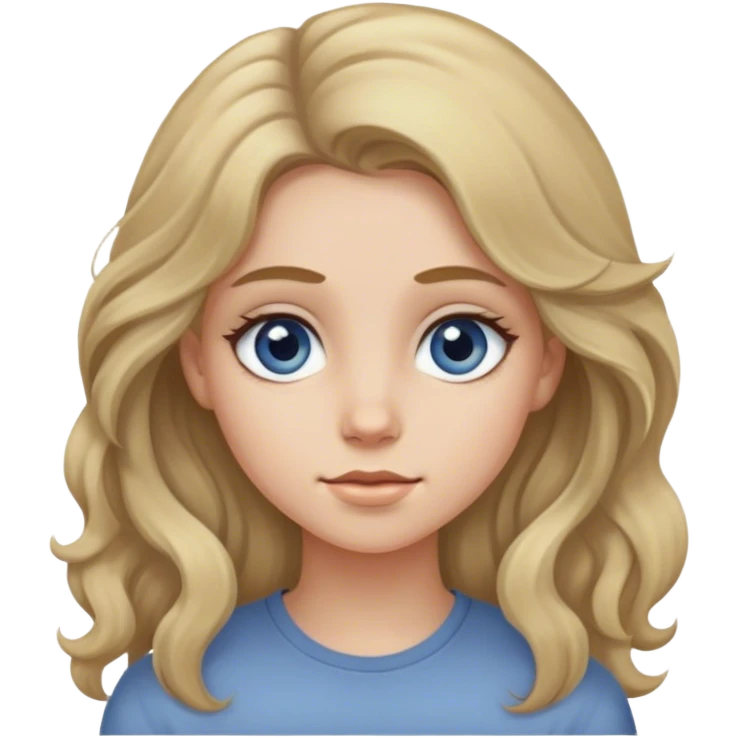Girl with dirty blonde coily long hair and blueish grey eyes emoji