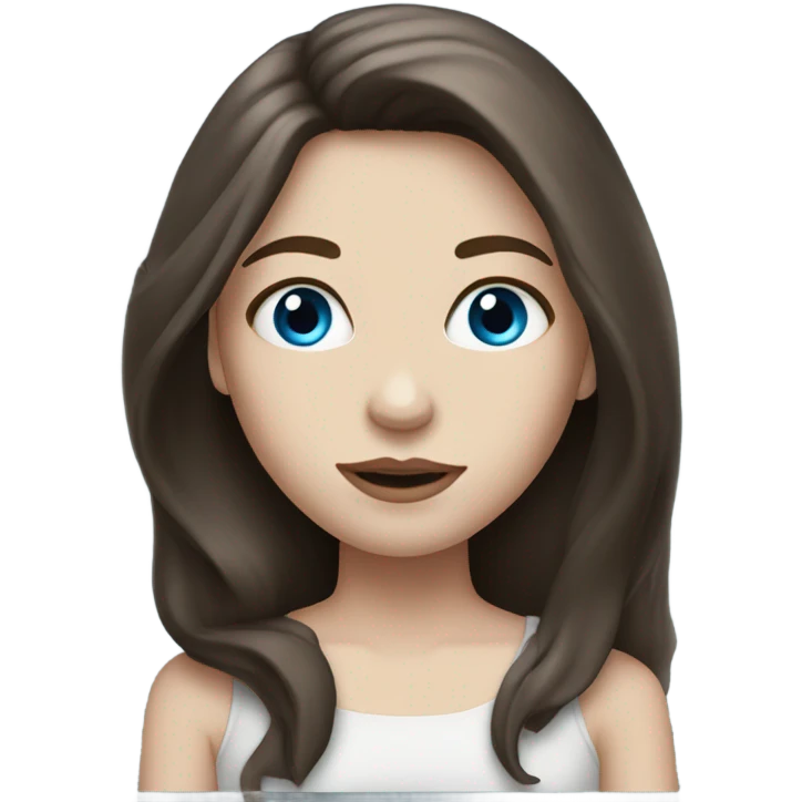  brunette pale girl with blue eyes, big lips and long hair  emoji