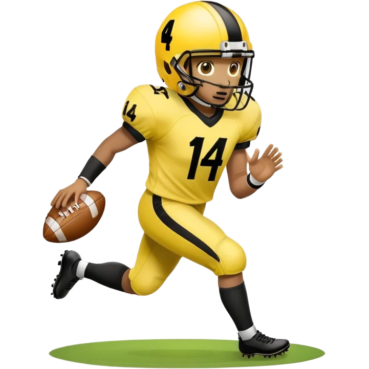 Make a football player wearing yellow and black with 14 emoji