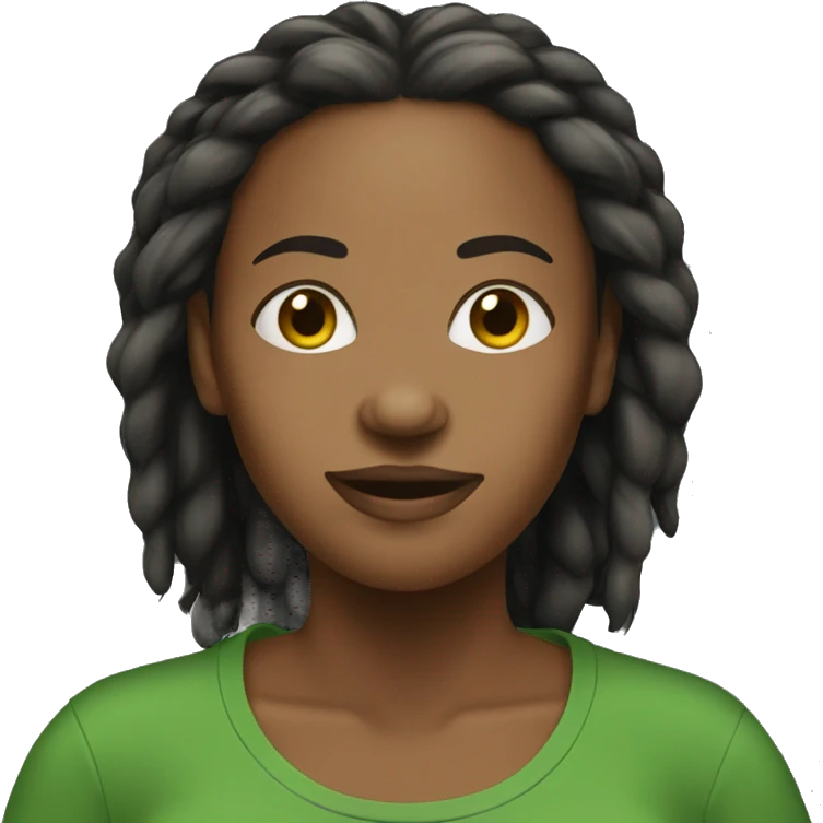 A black woman with dread locks and a green t-shirt. emoji