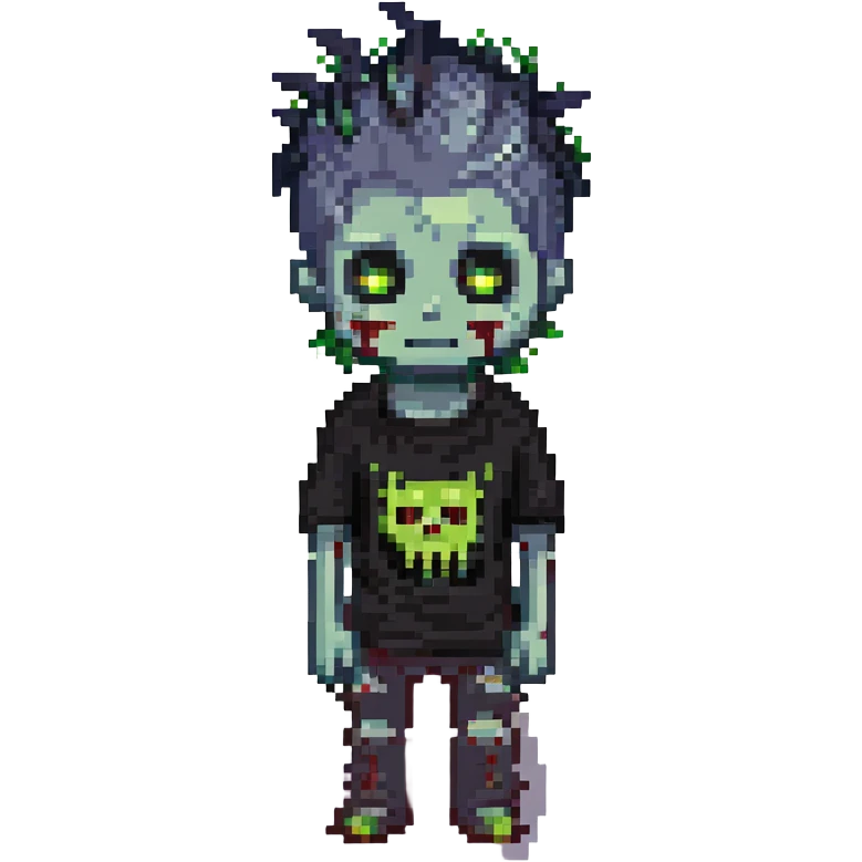 zombie boy with spiky emo hair and black shirt emoji