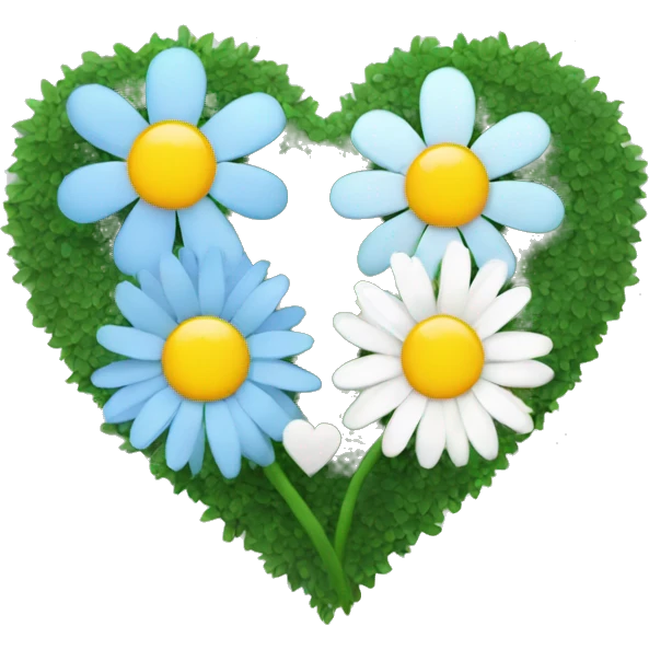 A single daisy and blue heart emoji