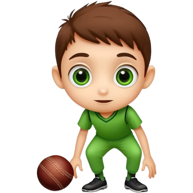 Cute kid cricket with big eyes Disney style emoji