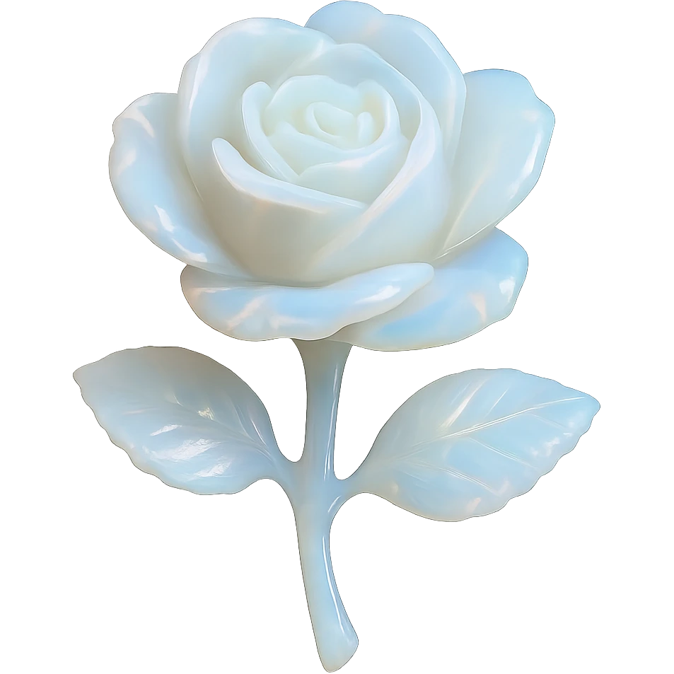 white Opal crystal rose flower, remove background emoji