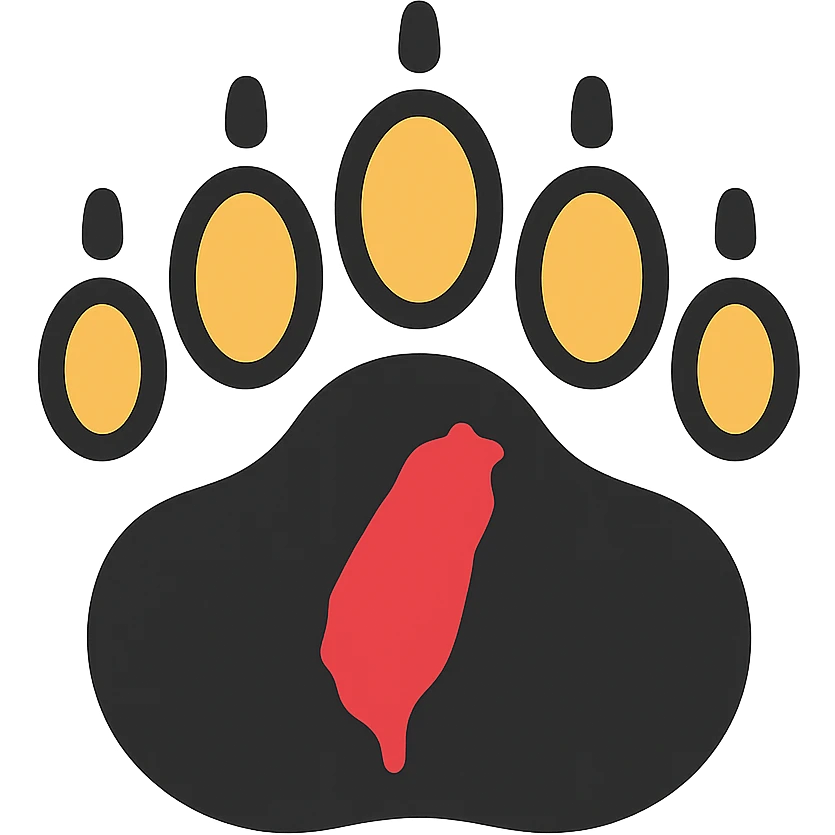 bold modern icon of Formosan black bear paw print, vibrant colors, representing Taiwan, no cliche emoji