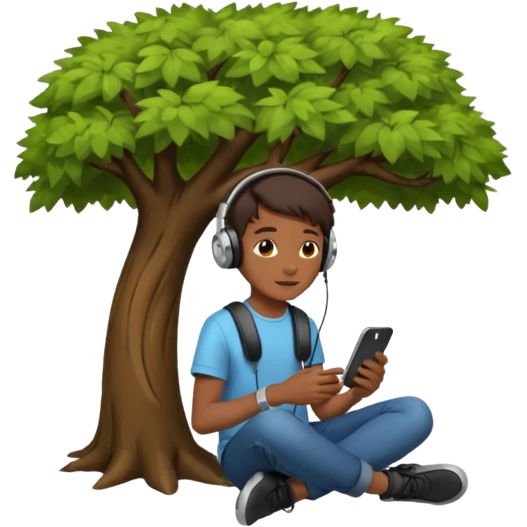 person listening to music under a tree emoji