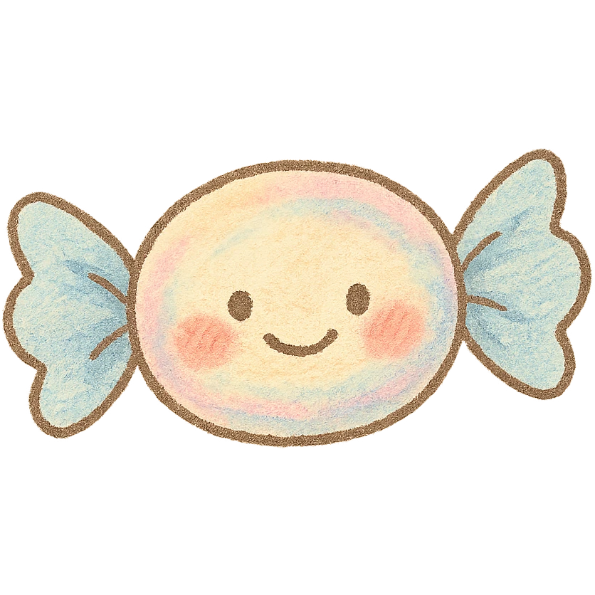 tiny pastel candy, Japanese hand-drawn kawaii style, full object, with blushing cheeks emoji