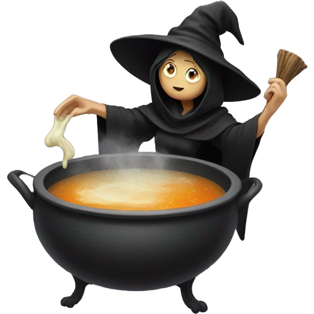 A witch eating soup from a cauldron  emoji