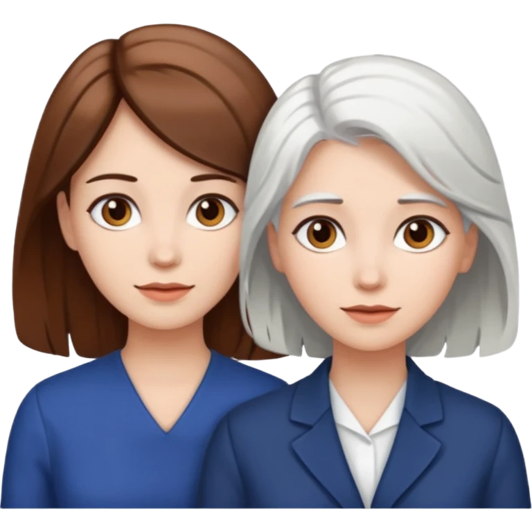 2 women with long brown and white hair emoji