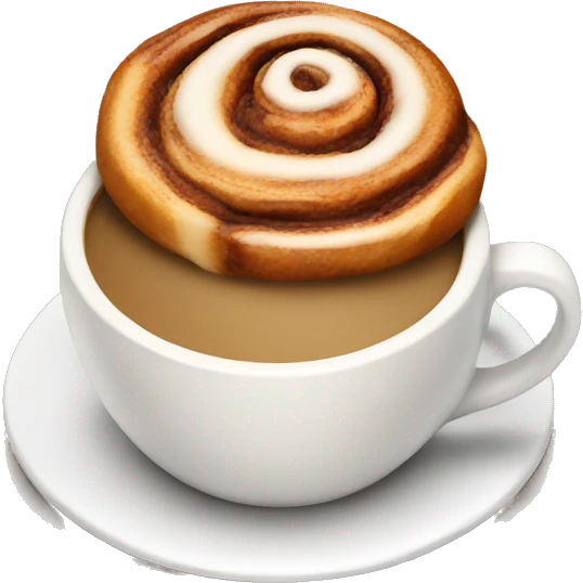 Cinnamon Roll with coffee emoji