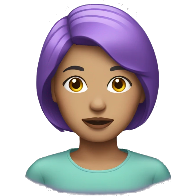 Woman with short purple hair with oxygen mask emoji