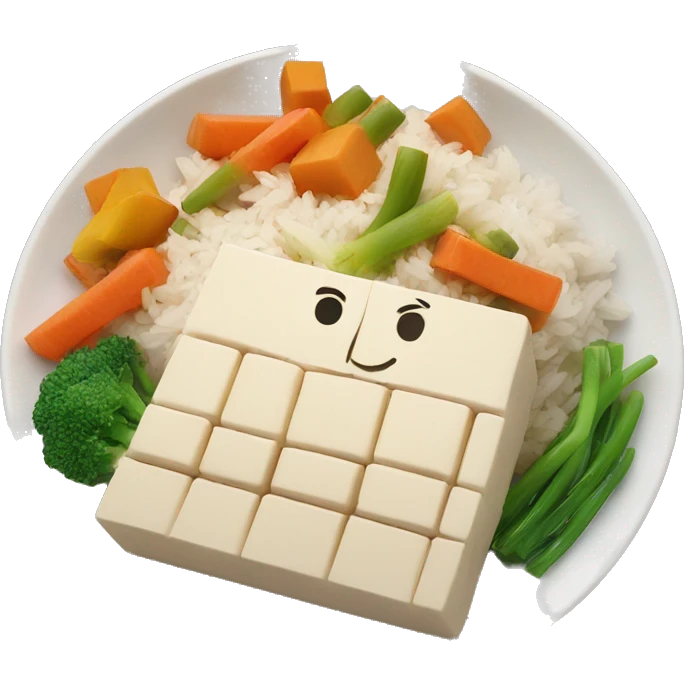 plate with tofu vegetables, rice  emoji