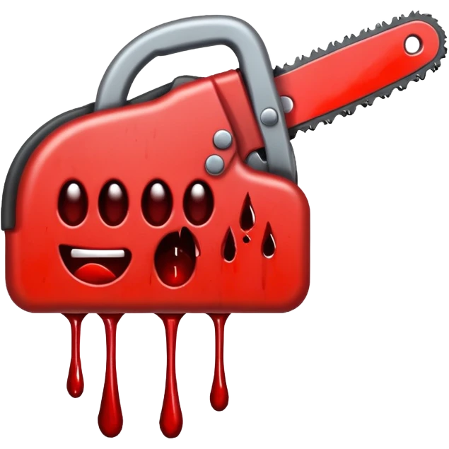 Chainsaw, blood dripping, cartoon horror emoji, no background emoji