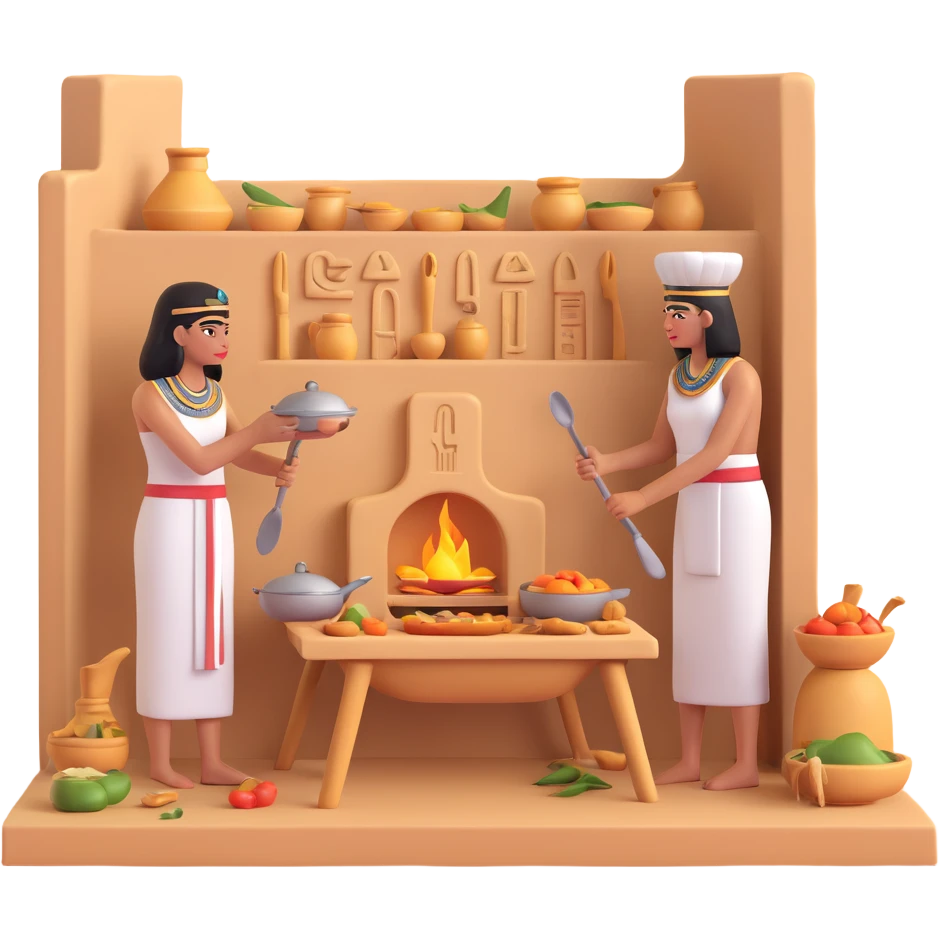 ancient Egyptian cooking scene in hieroglyphic style emoji