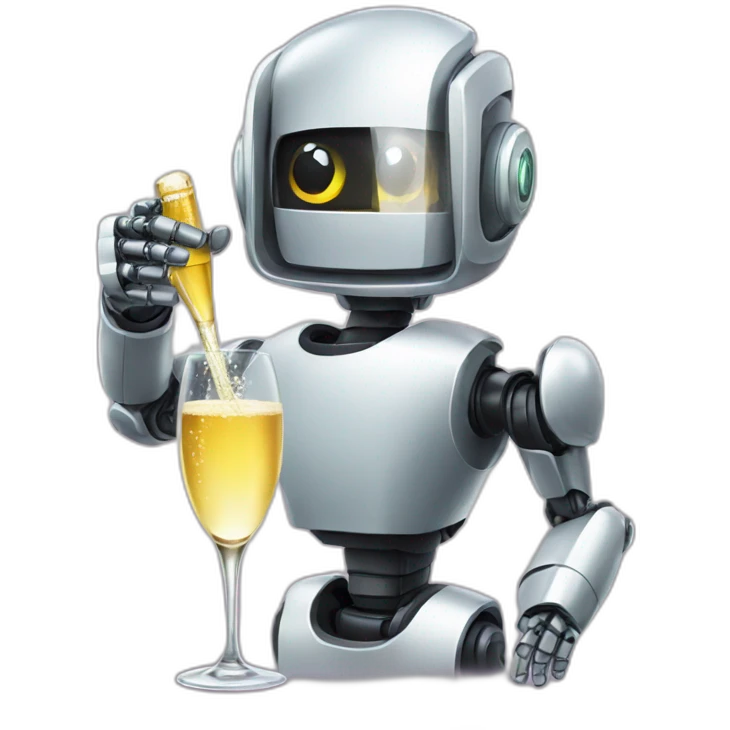 robot with champagne emoji