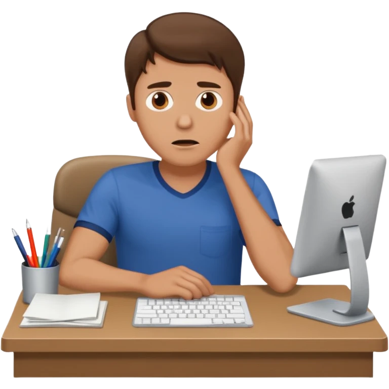 A white man with brown hairs  sits at his desk in shock emoji