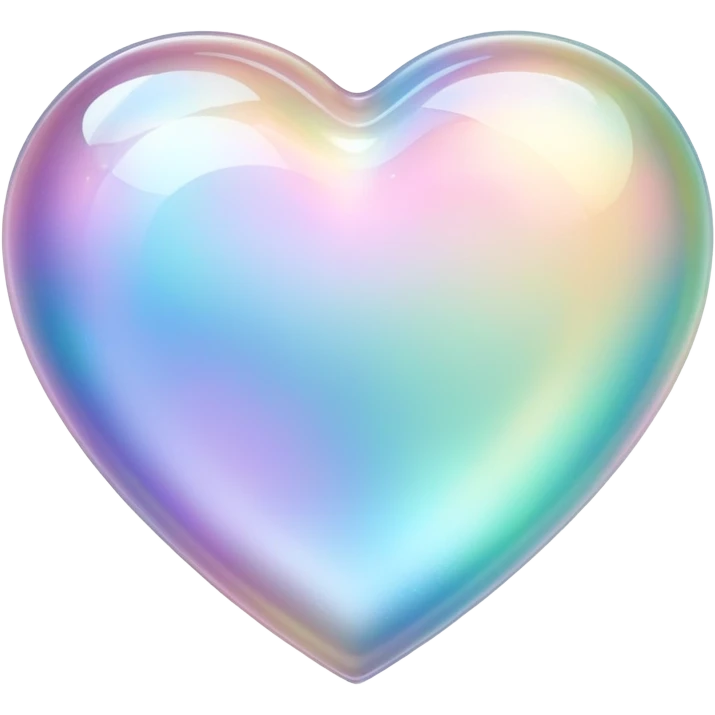 Sparkly glossy Pastel iridescent glass crystal glass heart emoji