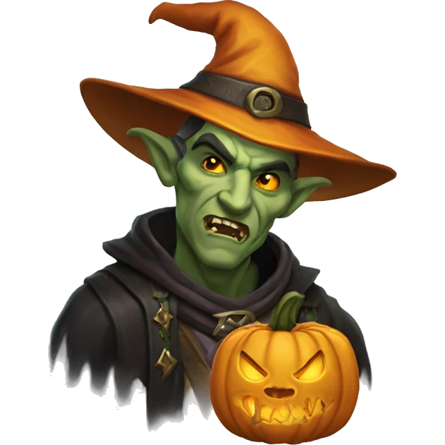 half-orc male wizard necromancer pumpkin emoji