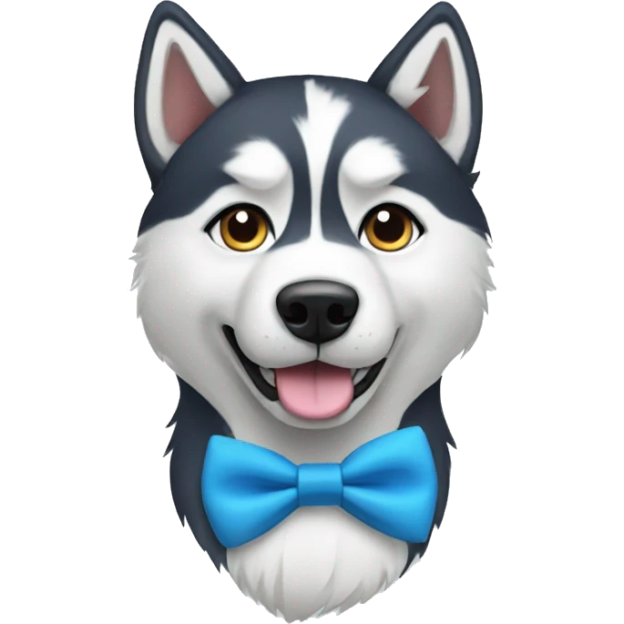 Husky with a blue bow tie  emoji