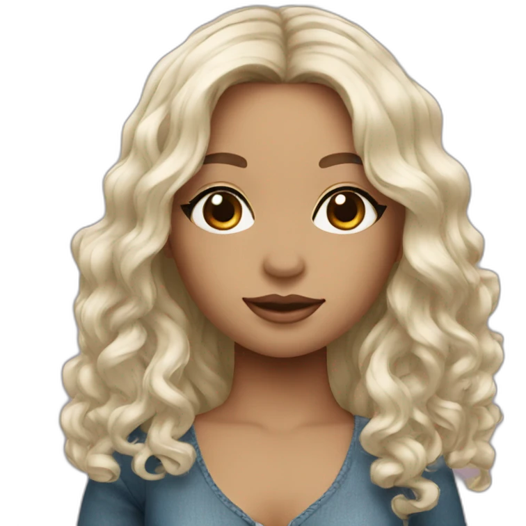 doll with black long wavy hair emoji