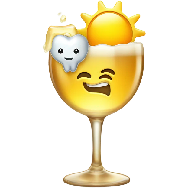 Sun, champagne glass and molar tooth emoji