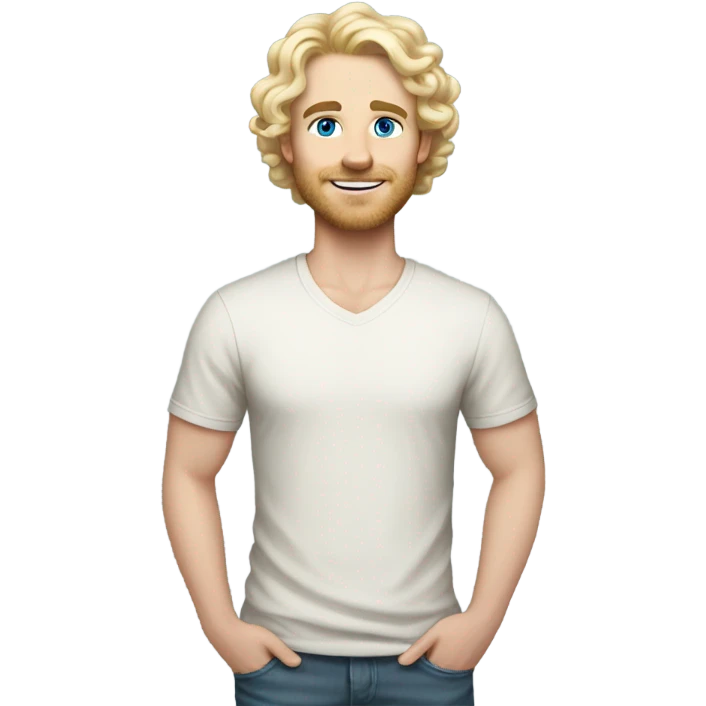 full body light curl blonde 30yo man blue eyed pale skin emoji