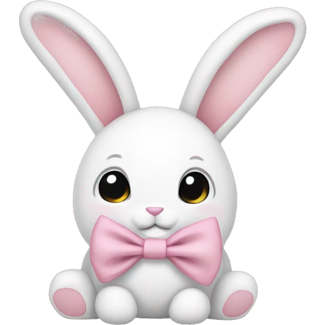 Bunny stuffed animal with light pink bow emoji