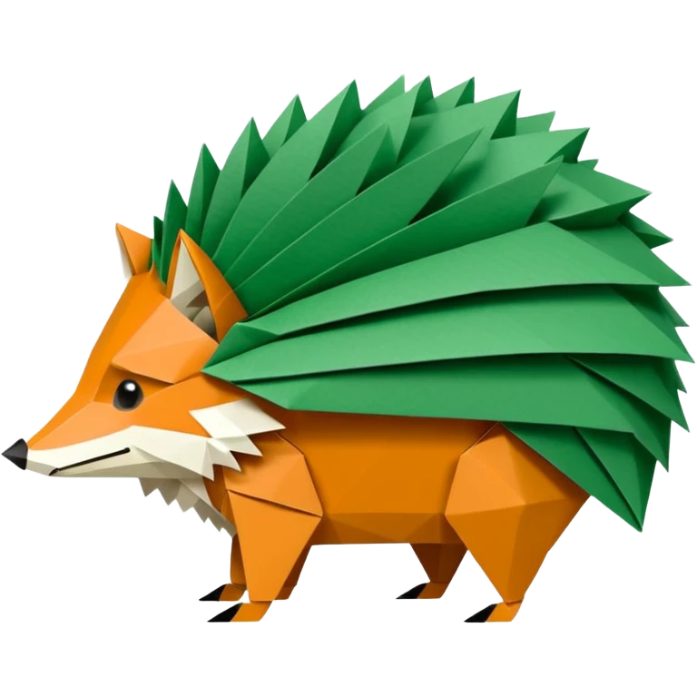 origami hedgehog half fox half hedgehog in color green #A8FBD3 the tail of fox emoji