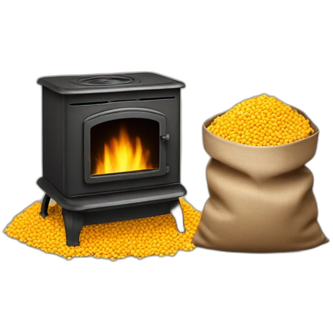 pellet stove and bag of pellets emoji