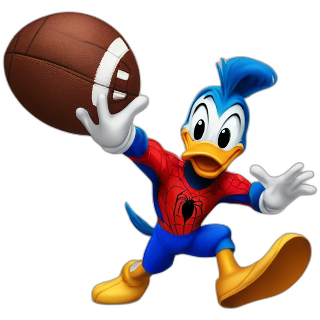 donald duck playing football against spiderman emoji