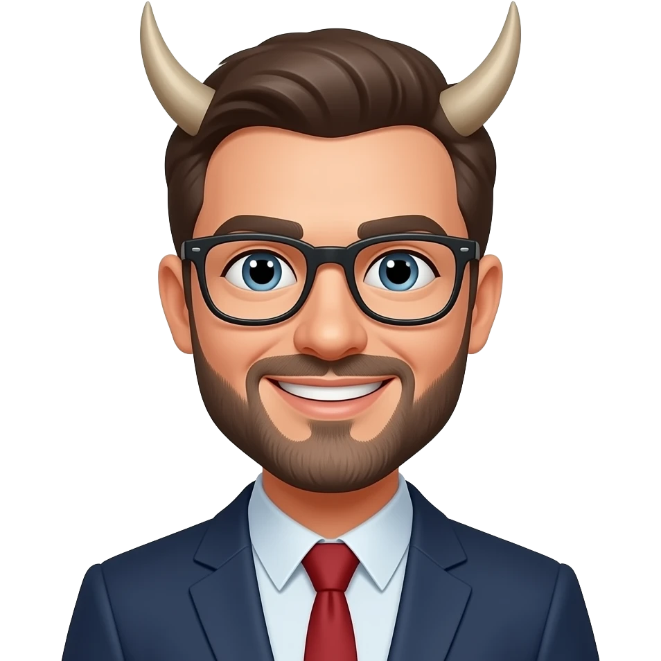 man with Horn and Glass front facing smiling emoji