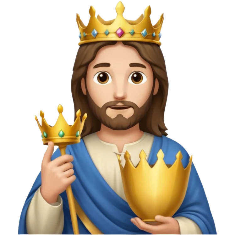 Jesus Christ holding a crown in hand emoji